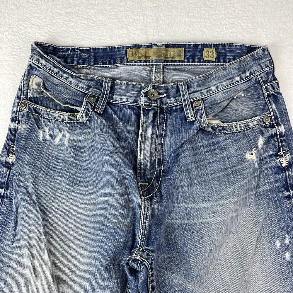 Buckle BKE Tayler Jeans Mens 33 Blue Denim Distressed Medium Wash Straight Leg